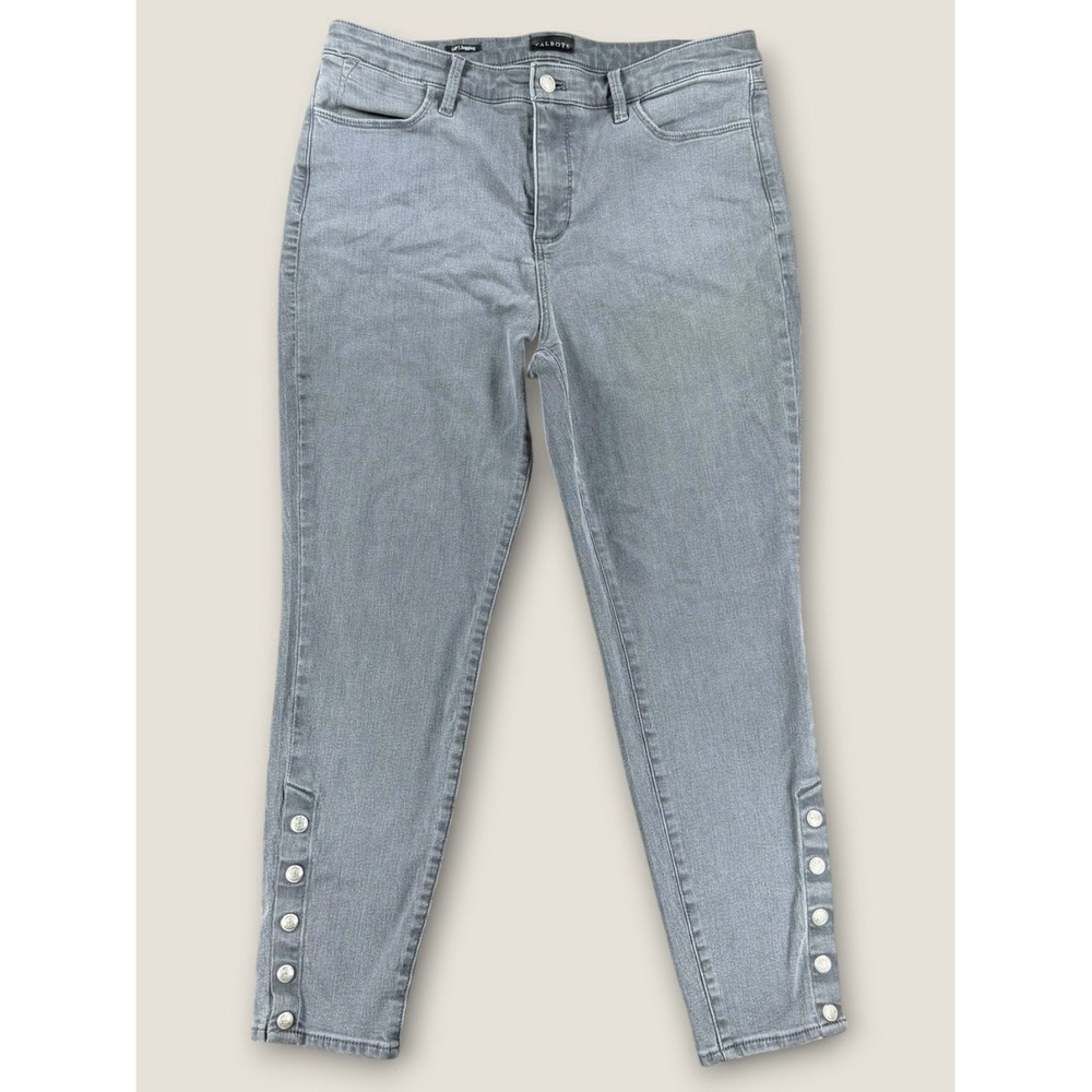 Talbots Petite Gray Jegging Jeans Size 14P Button‎ Hem Stretch